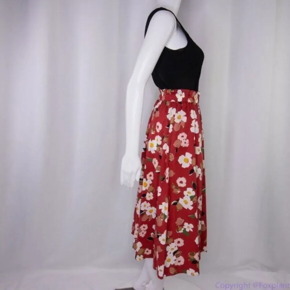 NWT‎ kate spade botanical garden cotton midi skirt, Red and white